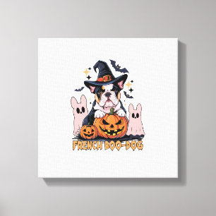 French Boo Dog Cute Frenchie Halloween Ghost Dog T Canvas Print