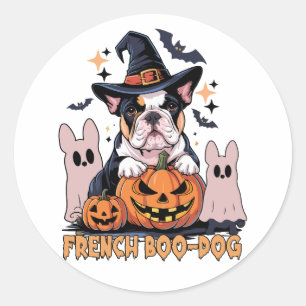 French Boo Dog Cute Frenchie Halloween Ghost Dog T Classic Round Sticker