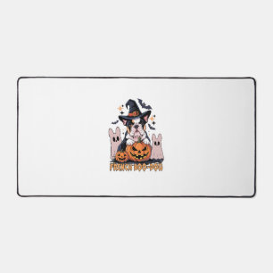 French Boo Dog Cute Frenchie Halloween Ghost Dog T Desk Mat