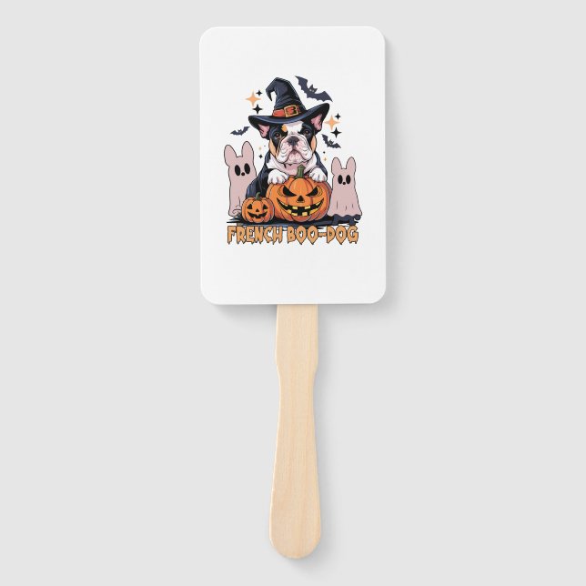French Boo Dog Cute Frenchie Halloween Ghost Dog T Hand Fan (Front)