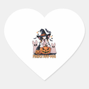 French Boo Dog Cute Frenchie Halloween Ghost Dog T Heart Sticker