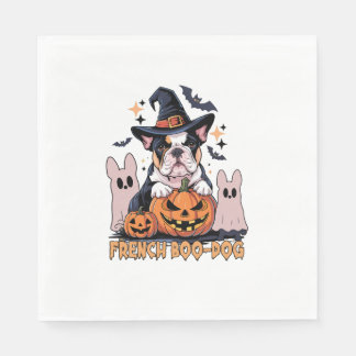 French Boo Dog Cute Frenchie Halloween Ghost Dog T Napkin
