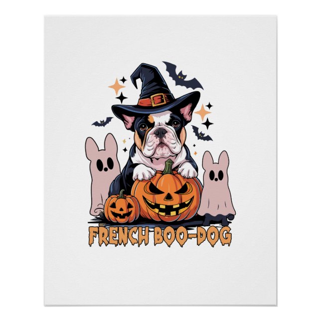 French Boo Dog Cute Frenchie Halloween Ghost Dog T Poster (Front)