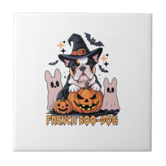 French Boo Dog Cute Frenchie Halloween Ghost Dog T Tile