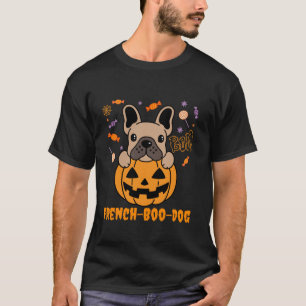 French Boo Dog Funny French Bulldog Halloween Kids T-Shirt