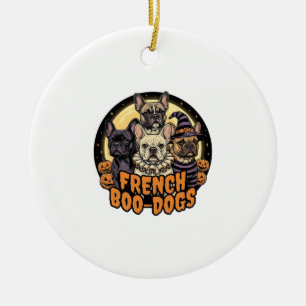 French Boo-Dogs Halloween French Bulldog Design_1 Ceramic Tree Decoration