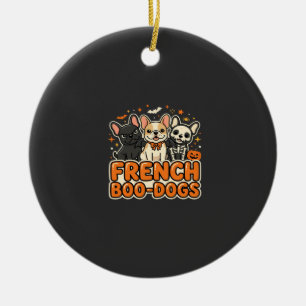 French Boo Dogs Halloween French Bulldog Design_1 Ceramic Tree Decoration
