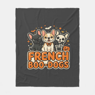 French Boo Dogs Halloween French Bulldog Design_1 Fleece Blanket