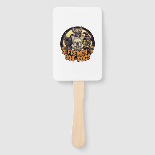 French Boo-Dogs Halloween French Bulldog Design_1 Hand Fan