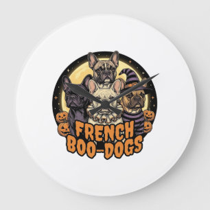 French Boo-Dogs Halloween French Bulldog Design_1 Large Clock
