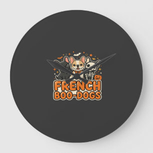 French Boo Dogs Halloween French Bulldog Design_1 Large Clock