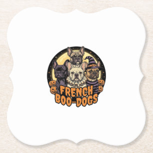 French Boo-Dogs Halloween French Bulldog Design_1 Paper Coaster