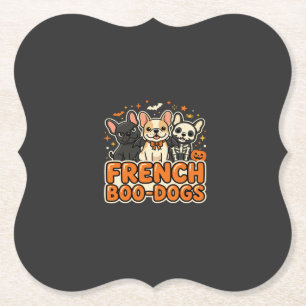 French Boo Dogs Halloween French Bulldog Design_1 Paper Coaster