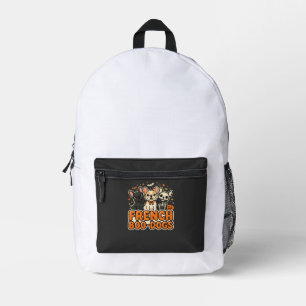 French Boo Dogs Halloween French Bulldog Design_1 Printed Backpack