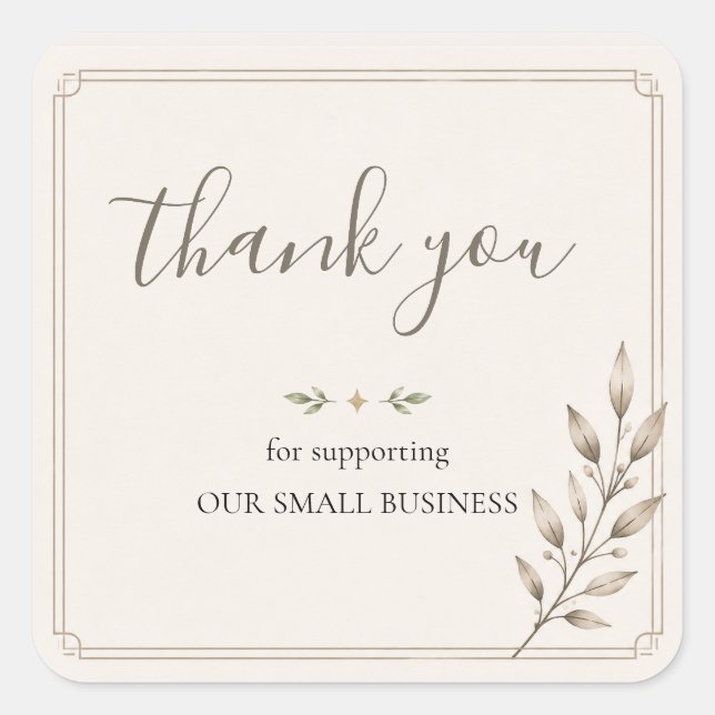 French Botanical Elegant Thank You Packaging  Square Sticker (Front)