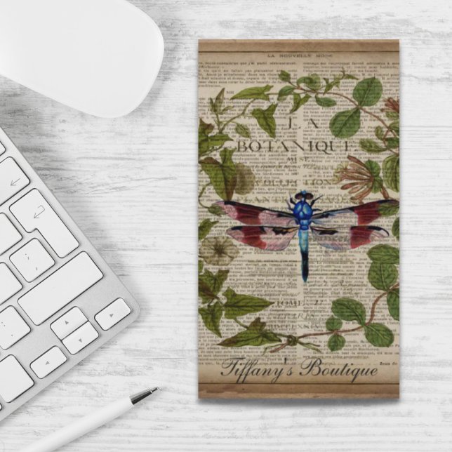 french botanical leaves modern vintage dragonfly business card (french botanical leaves modern vintage dragonfly business card)
