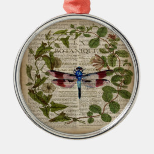 french botanical leaves modern vintage dragonfly metal tree decoration