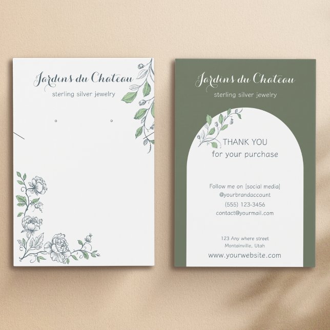French botanical necklace and earring display card (Creator Uploaded)