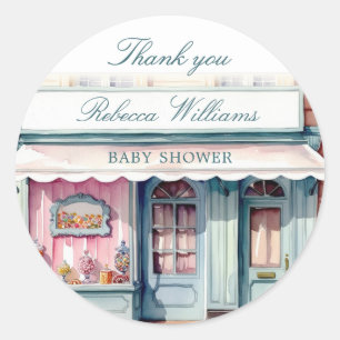 French Boutique Bonjour Bebe Baby shower Classic Round Sticker