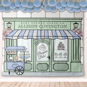 French, boy Baby Shower Photobooth Backdrop Tapestry