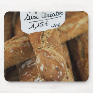 French bread at a market mouse mat