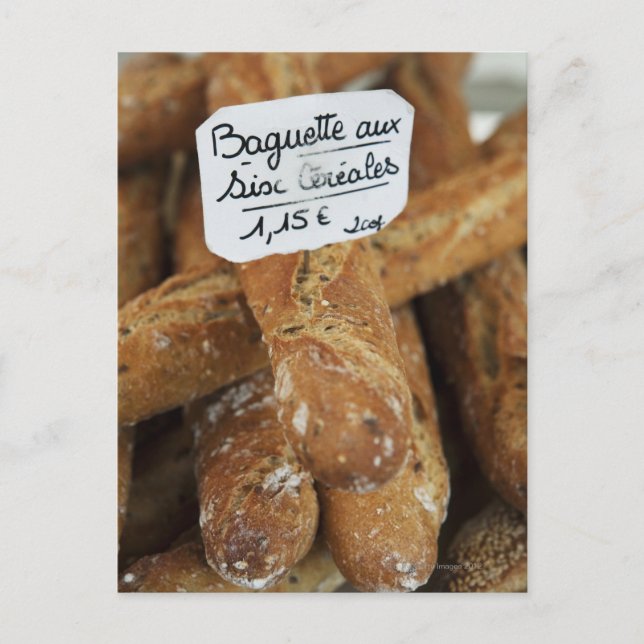 French bread at a market postcard (Front)