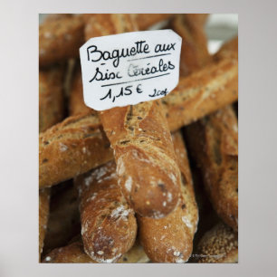 French bread at a market poster