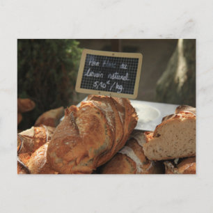 French bread at a market stall postcard