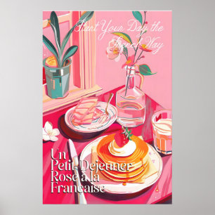 French Breakfast Art Print Pink Cafe  (Poster