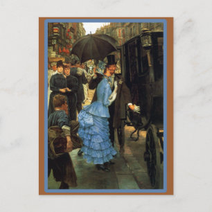 French Bride Stepping into Carriage Postcard