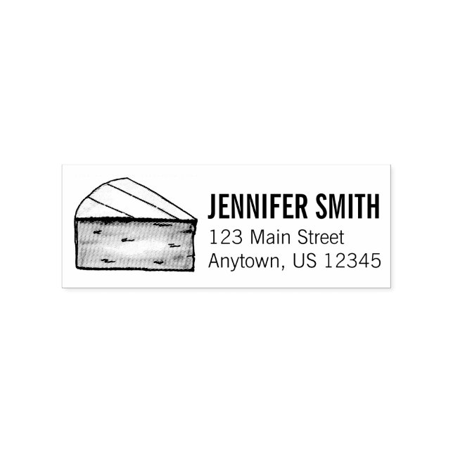 French Brie Cheese Wedge Food Personalised Address Rubber Stamp (Imprint)