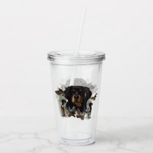 French Brittany, Bird Hunting Art Acrylic Tumbler