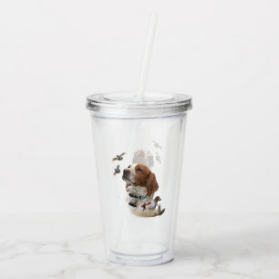 French Brittany, Bird Hunting Art Acrylic Tumbler