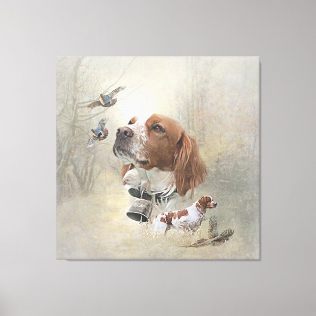 French Brittany, Bird Hunting Art  Canvas Print (Front)