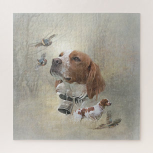 French Brittany, Bird Hunting Art  Jigsaw Puzzle