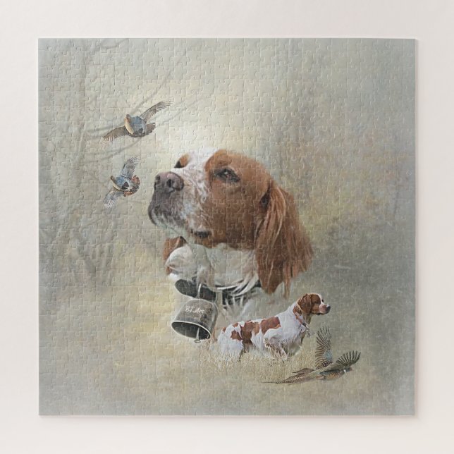 French Brittany, Bird Hunting Art  Jigsaw Puzzle (Vertical)