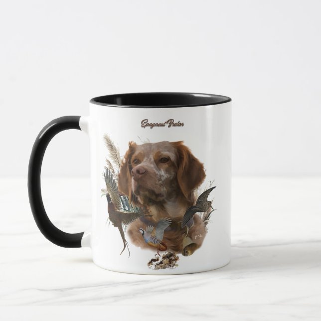 French Brittany, Bird Hunting Art  Mug (Left)