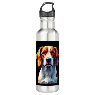 French Brittany Spaniel Mom Dad Dog Face Pop Art C 710 Ml Water Bottle