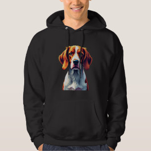 French Brittany Spaniel Mom Dad Dog Face Pop Art C Hoodie