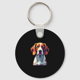 French Brittany Spaniel Mom Dad Dog Face Pop Art C Key Ring