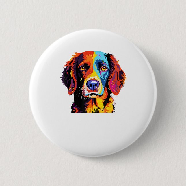 French Brittany Spaniel Mum Dad Dog Face Pop Art C 6 Cm Round Badge (Front)
