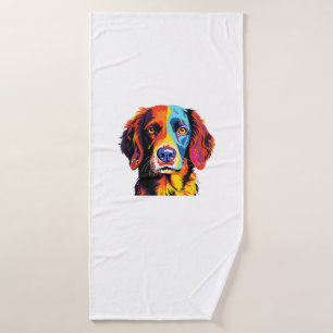 French Brittany Spaniel Mum Dad Dog Face Pop Art C Bath Towel