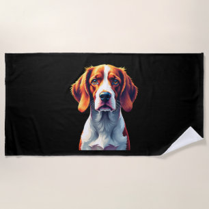 French Brittany Spaniel Mum Dad Dog Face Pop Art C Beach Towel