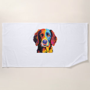 French Brittany Spaniel Mum Dad Dog Face Pop Art C Beach Towel