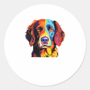 French Brittany Spaniel Mum Dad Dog Face Pop Art C Classic Round Sticker