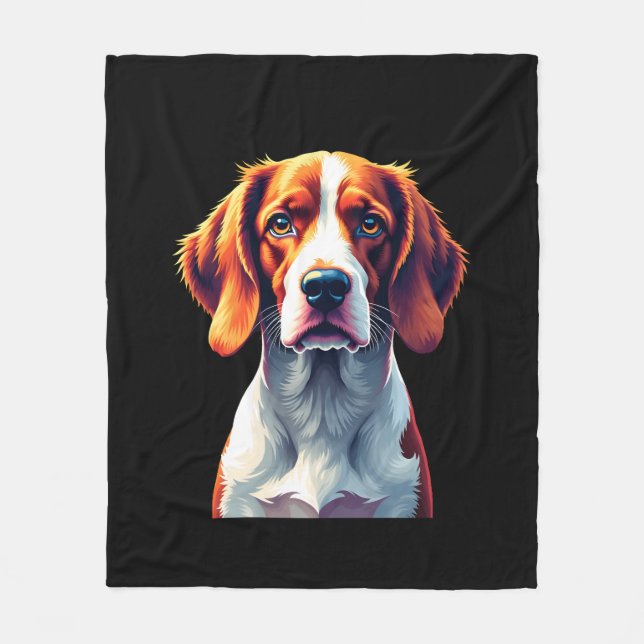 French Brittany Spaniel Mum Dad Dog Face Pop Art C Fleece Blanket (Front)