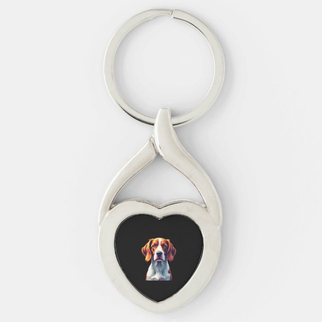 French Brittany Spaniel Mum Dad Dog Face Pop Art C Key Ring (Front)