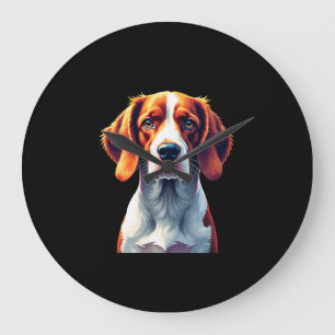 French Brittany Spaniel Mum Dad Dog Face Pop Art C Large Clock