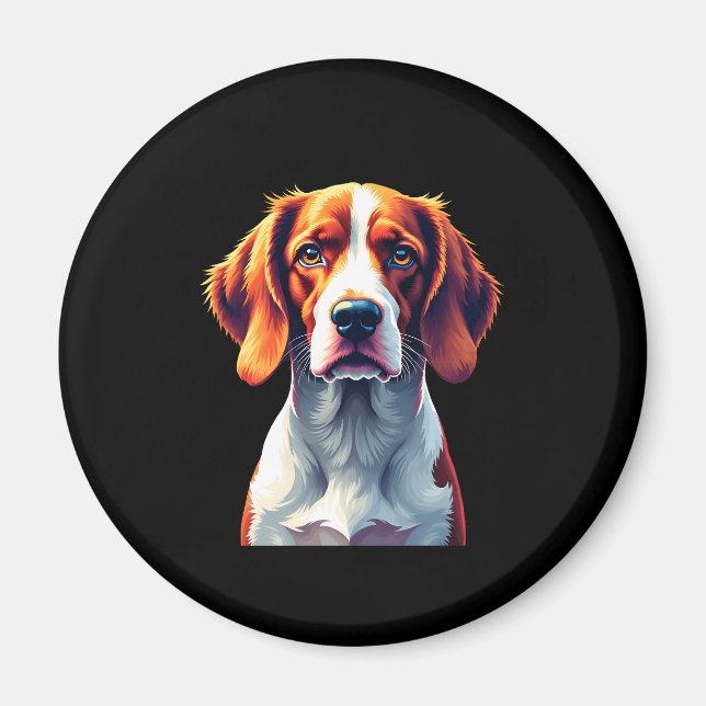 French Brittany Spaniel Mum Dad Dog Face Pop Art C Magnet (Front)