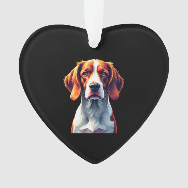 French Brittany Spaniel Mum Dad Dog Face Pop Art C Ornament (Front)